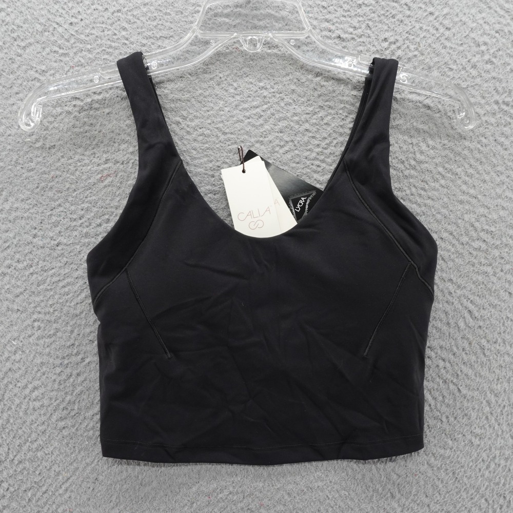 CALIA Inspire Scoop Neck Tank Sports Bra Pure Black Womens Small NEW